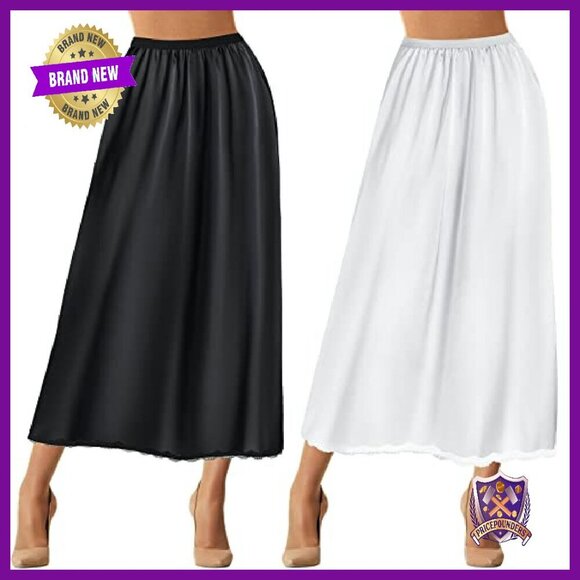 Satin Half Slip with Lace Trim for Under Dresses, Multiple Sizes Available - Picture 2 of 8